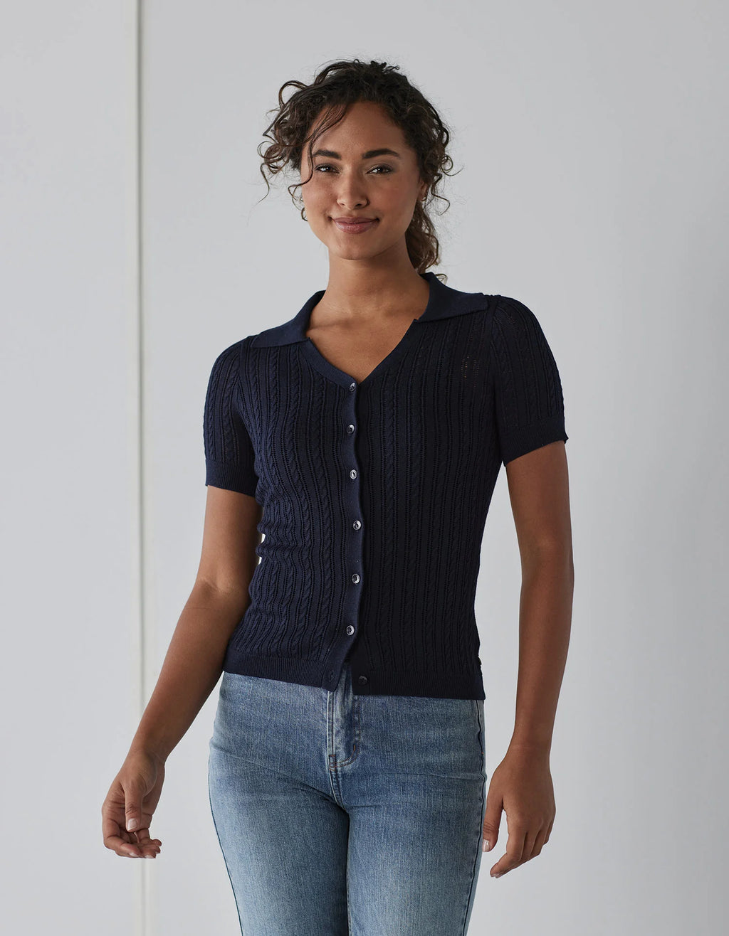 Sutton Fine Gauge Top - Navy