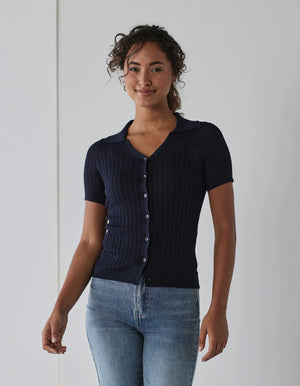 Sutton Fine Gauge Top - Navy