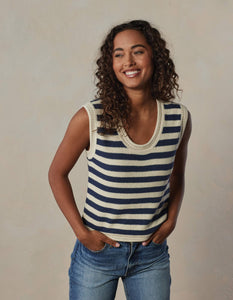 Wanderlust Tank - Cream/Navy