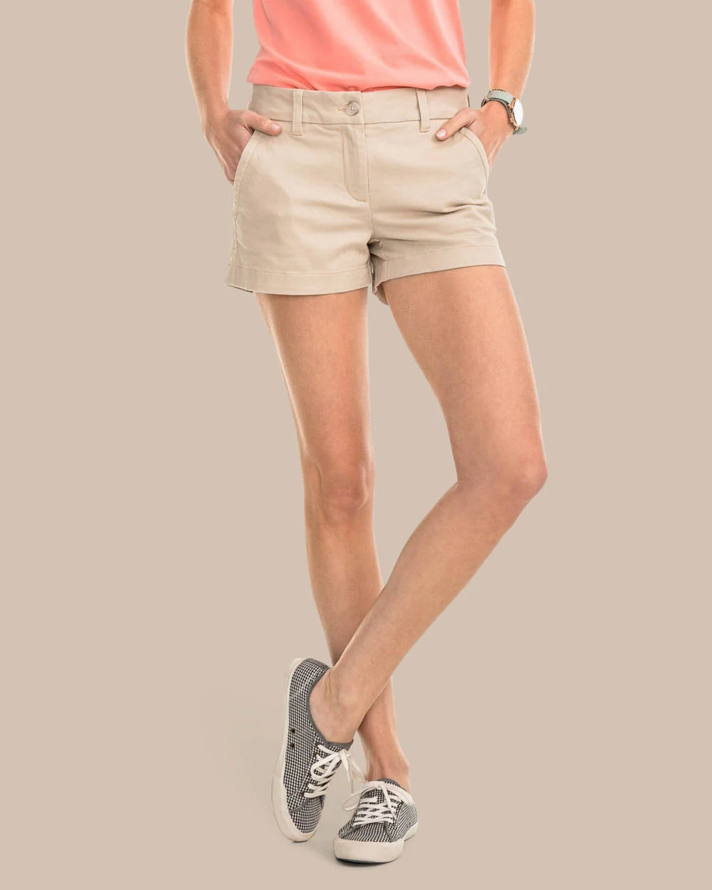 3" Leah Short- Driftwood Khaki