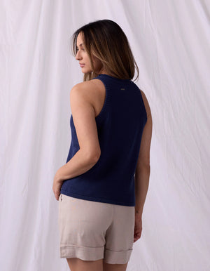 Wanderlust Hi-Neck Tank - Navy