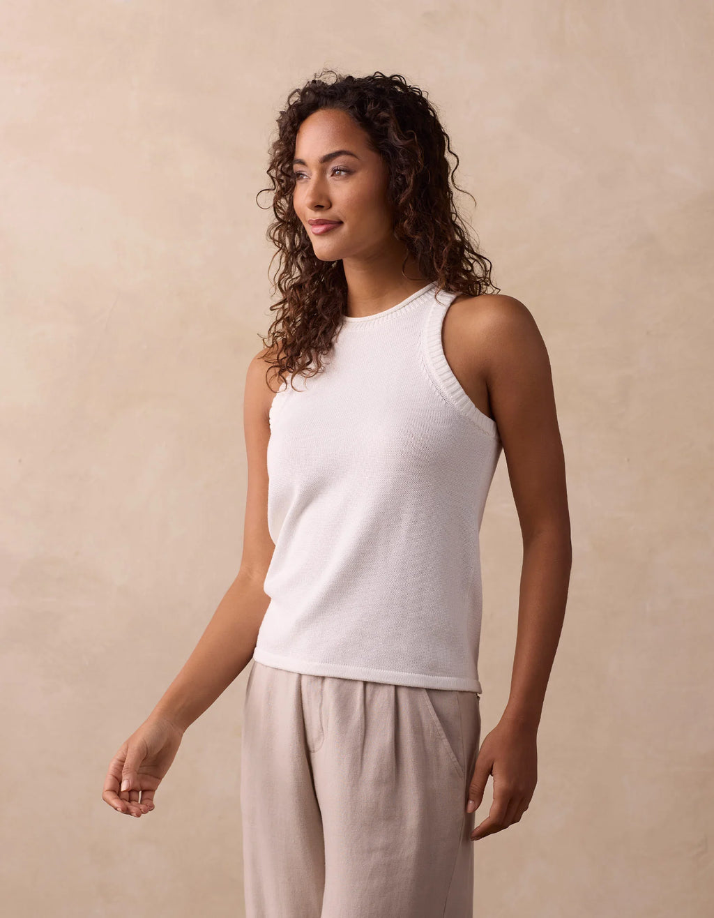 Wanderlust Hi-Neck Tank - Ivory