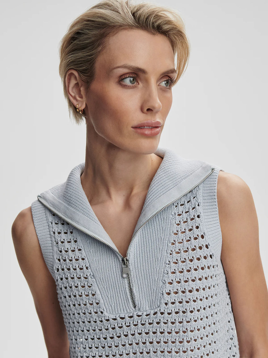 Bains Half Zip Tank - Plein Blue