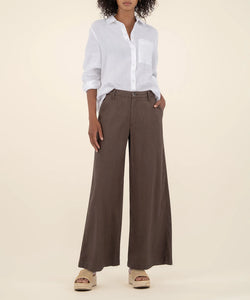 Ryan Linen High Rise Wide Straight Leg - Chocolate
