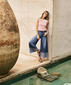 Contessa Striped Knit Tank - Coral
