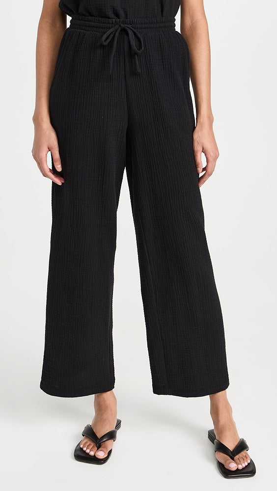 Easton Textured Linen Black Pant