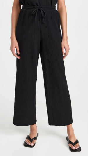 Easton Textured Linen Black Pant