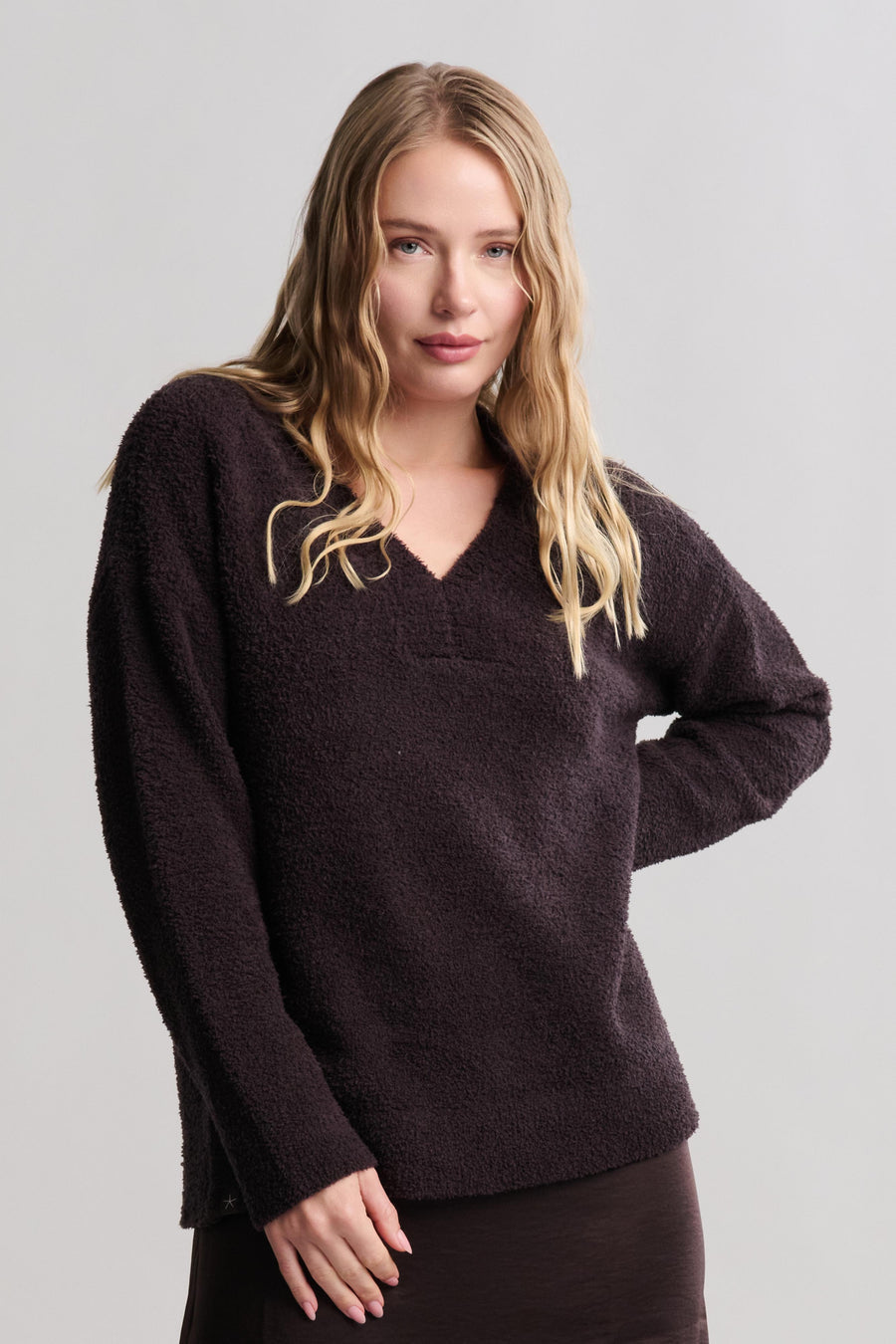 CozyChic® V-Neck Pullover - Umber