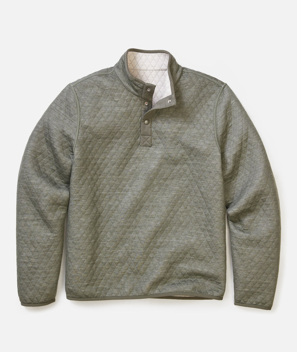 Corbet Quilted Reversible Pullover - Oatmeal/ Olive
