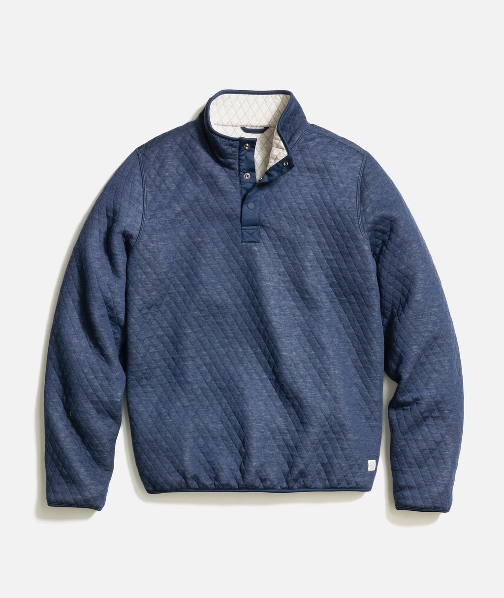 Corbet Quilted Reversible Pullover - Navy/ Oatmeal