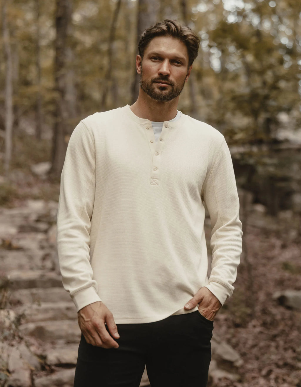 Vintage Thermal Mountain Henley - Ivory