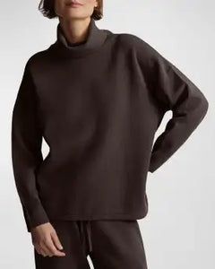 Cavendish Roll-Neck Knit Pullover - Coffee Bean