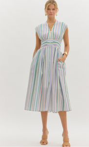 Day Dreaming Pastel Stripe Zip Dress