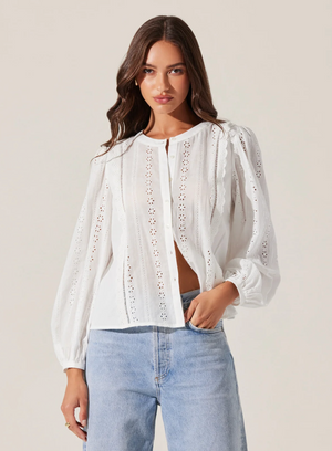 Aneska Broderie Button Up Top