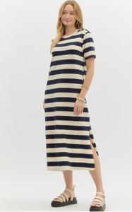 Nova Stripe Dress - Navy