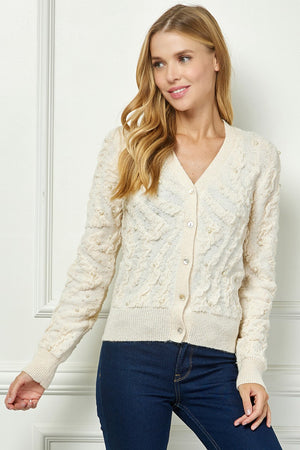 Pearl Detail Cream Cardigan