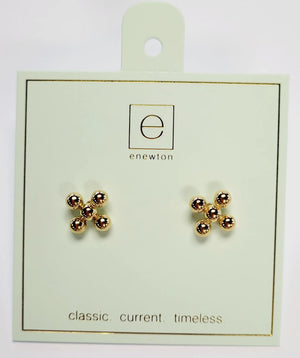 Beaded Signature Cross Stud - Gold