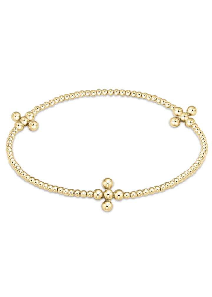 Signature Gold Cross Pattern Bead Bracelet - Gold