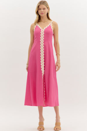 Pink Ric Rac Midi Dress
