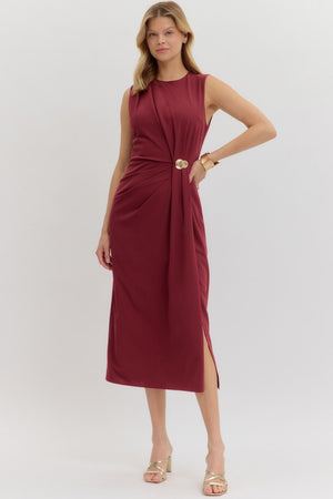 Gayle Burgundy Midi Dress
