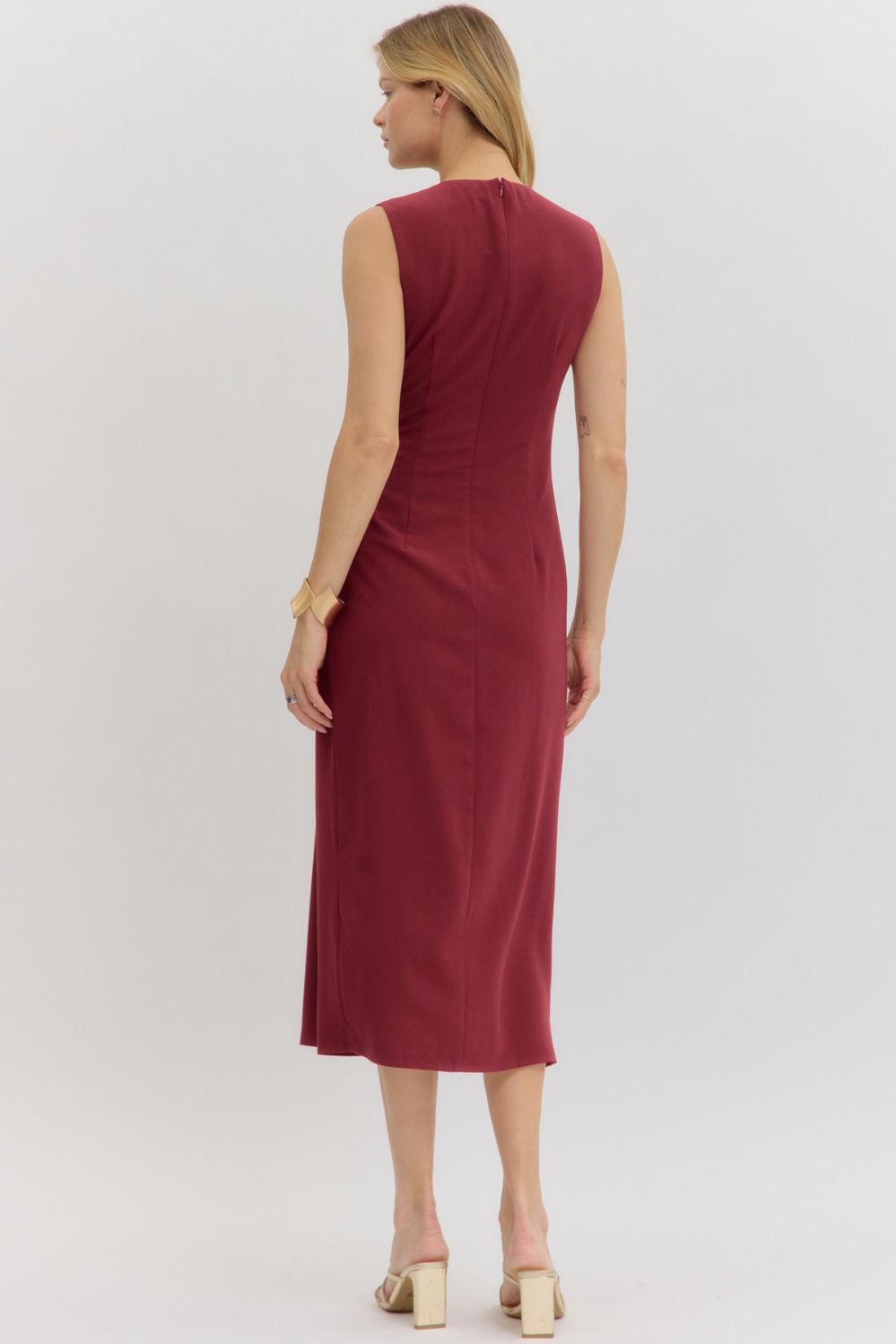 Gayle Burgundy Midi Dress