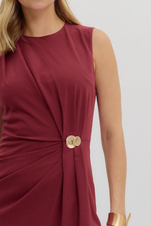 Gayle Burgundy Midi Dress