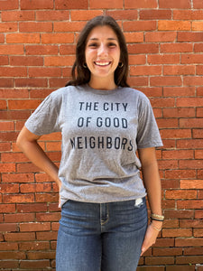 The City of Good Neighbors Tee - Grey/Navy - Molly + Kate 