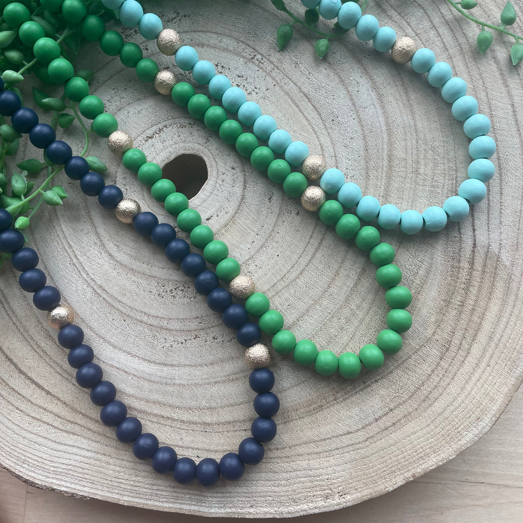 Assorted Long Wooden Beaded Necklace