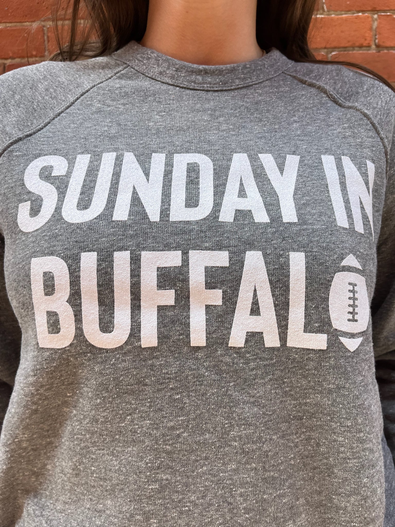 Sunday in Buffalo Crewneck - Grey + White - Molly + Kate 