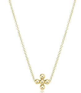 Classic Beaded Signature Cross Necklace - Gold