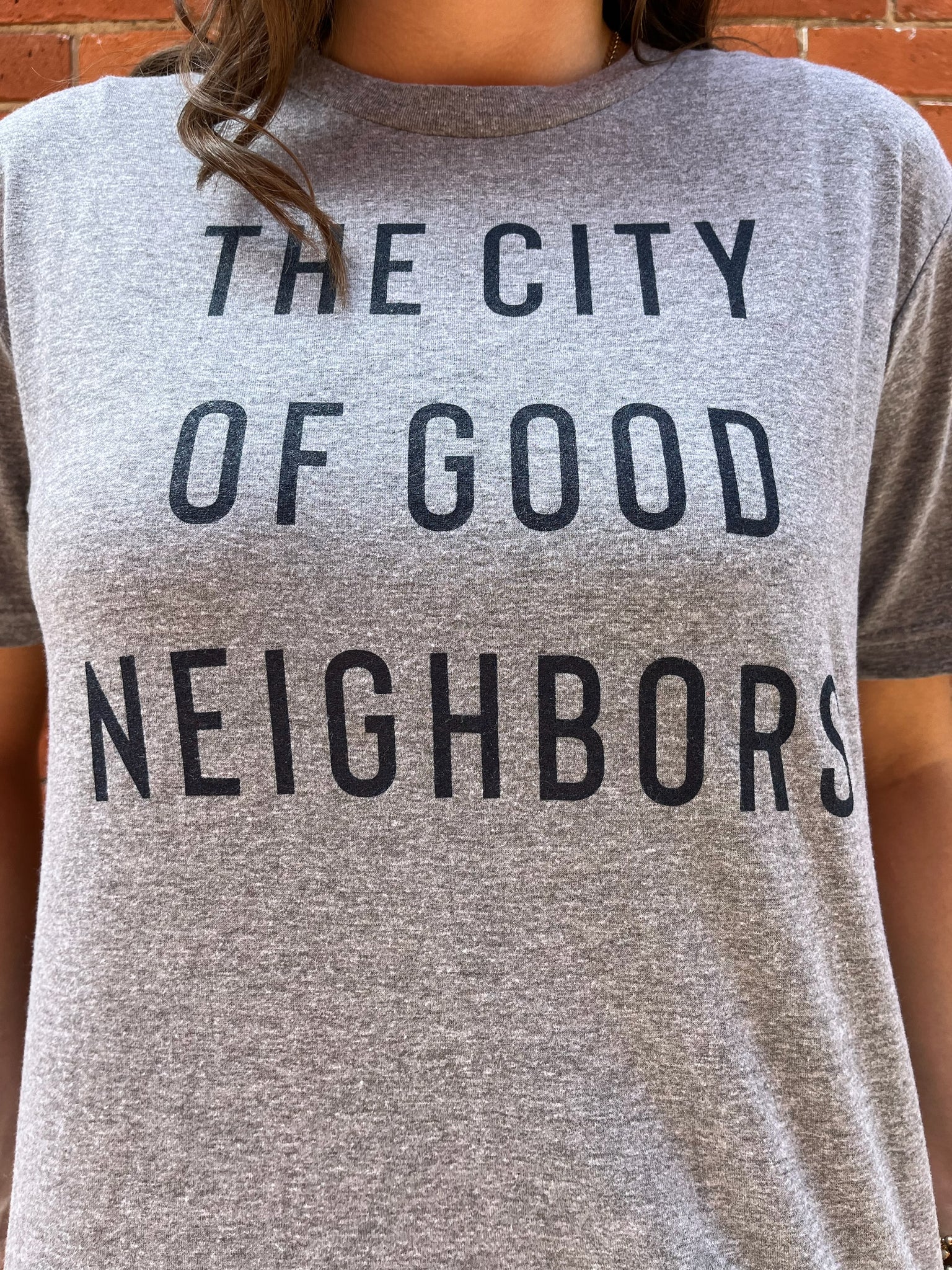 The City of Good Neighbors Tee - Grey/Navy - Molly + Kate 