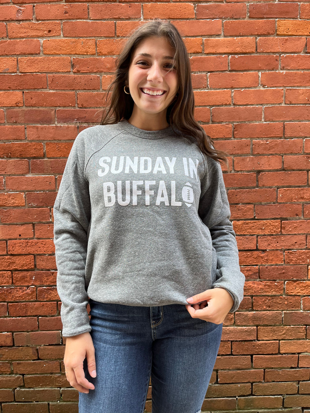 Sunday in Buffalo Crewneck - Grey + White - Molly + Kate 