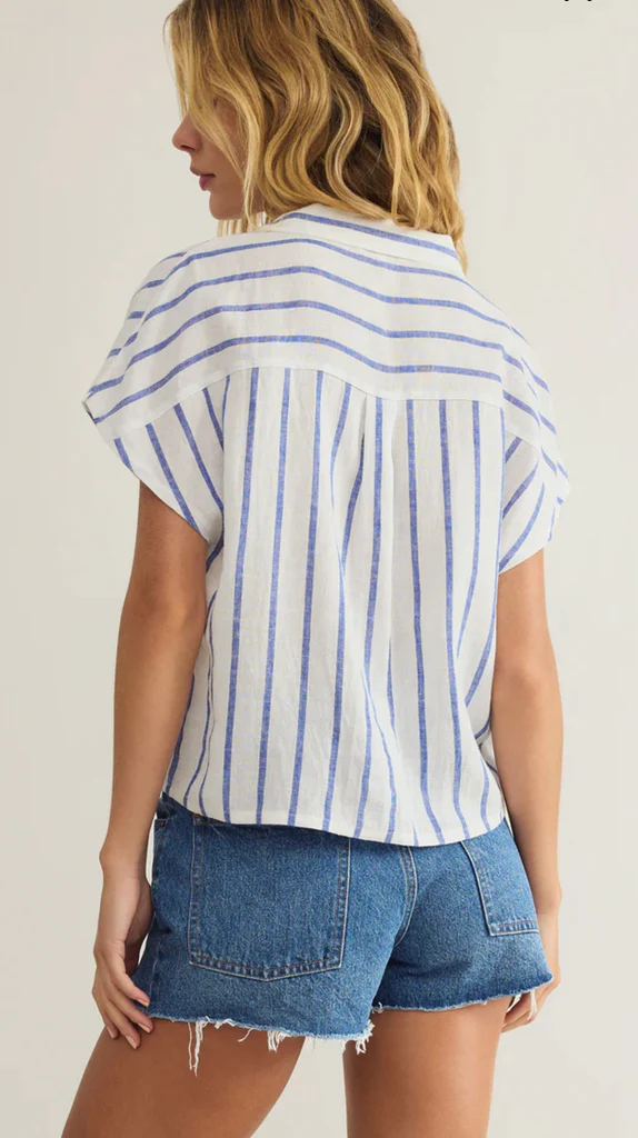 Parallel Button Down Top - Palace Blue