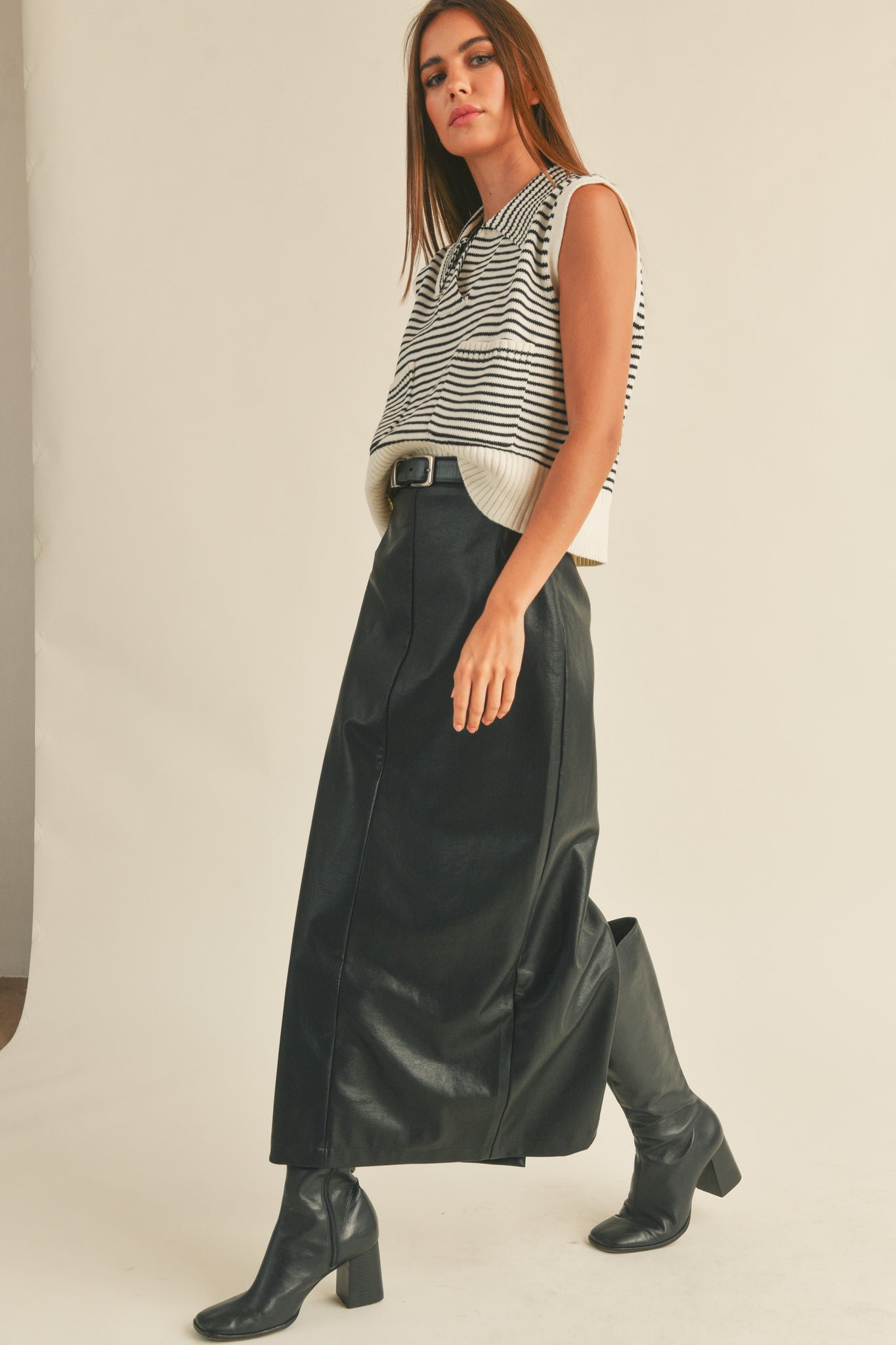 Faux Leather Maxi Skirt