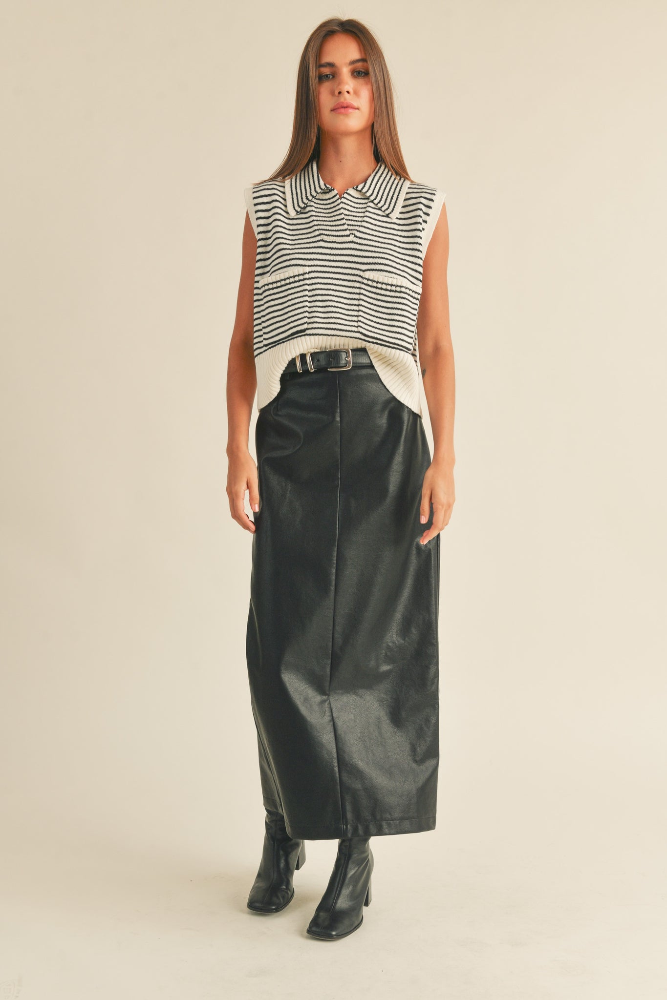 Faux Leather Maxi Skirt