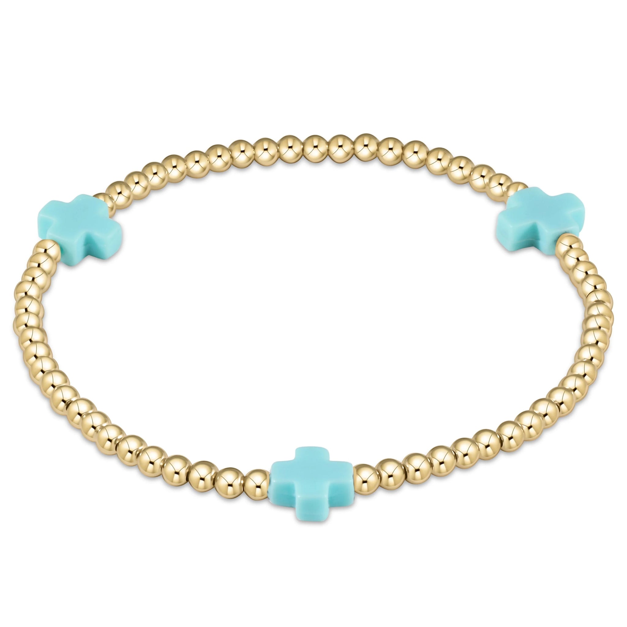 Signature Cross Gold Bead Bracelet - Molly + Kate 