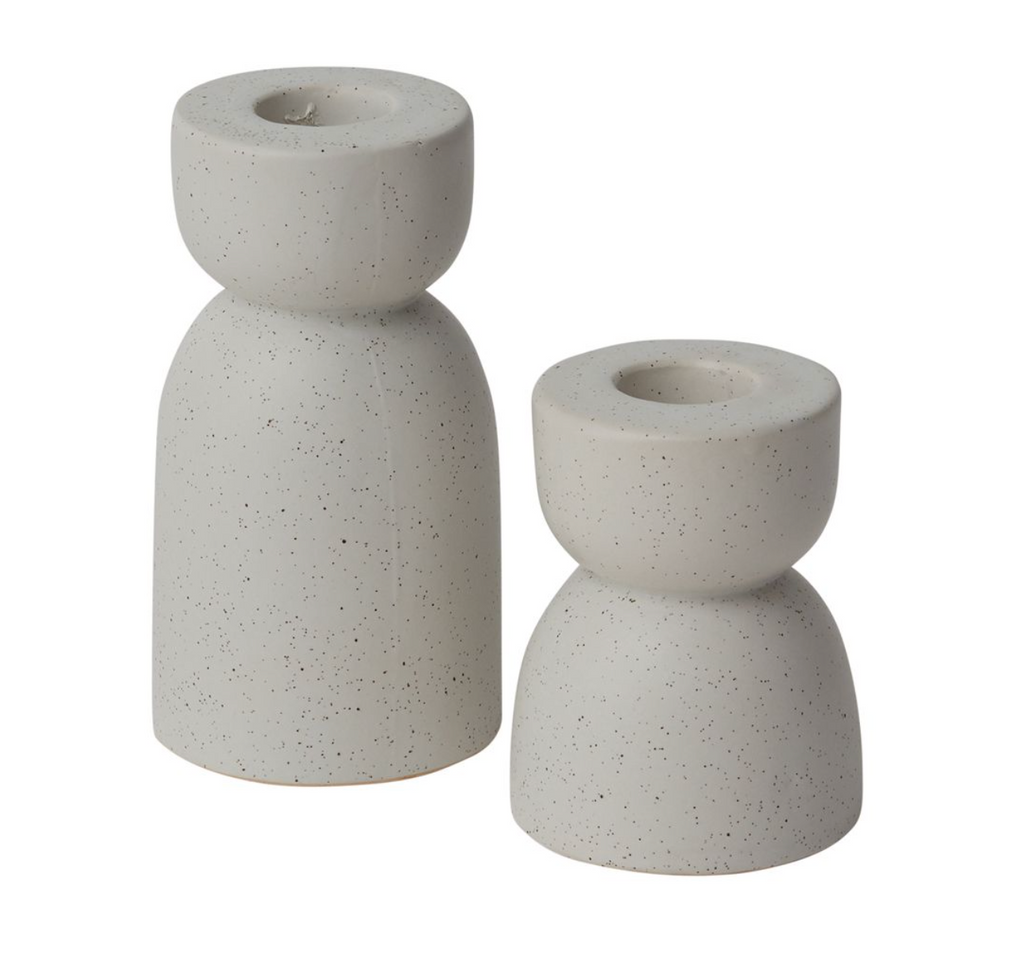 Speckled Ceramic Candlestick Holders - Molly + Kate 