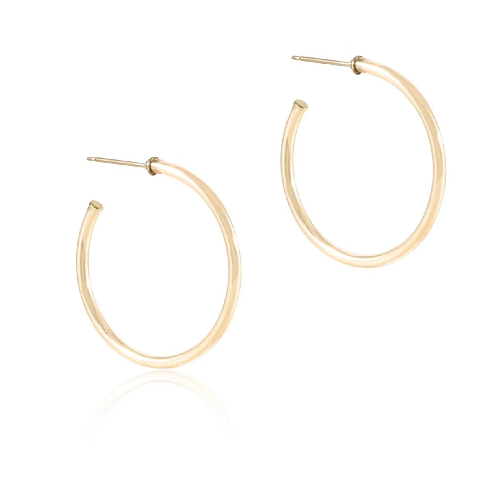 Round Gold Smooth Post Hoop - Molly + Kate 