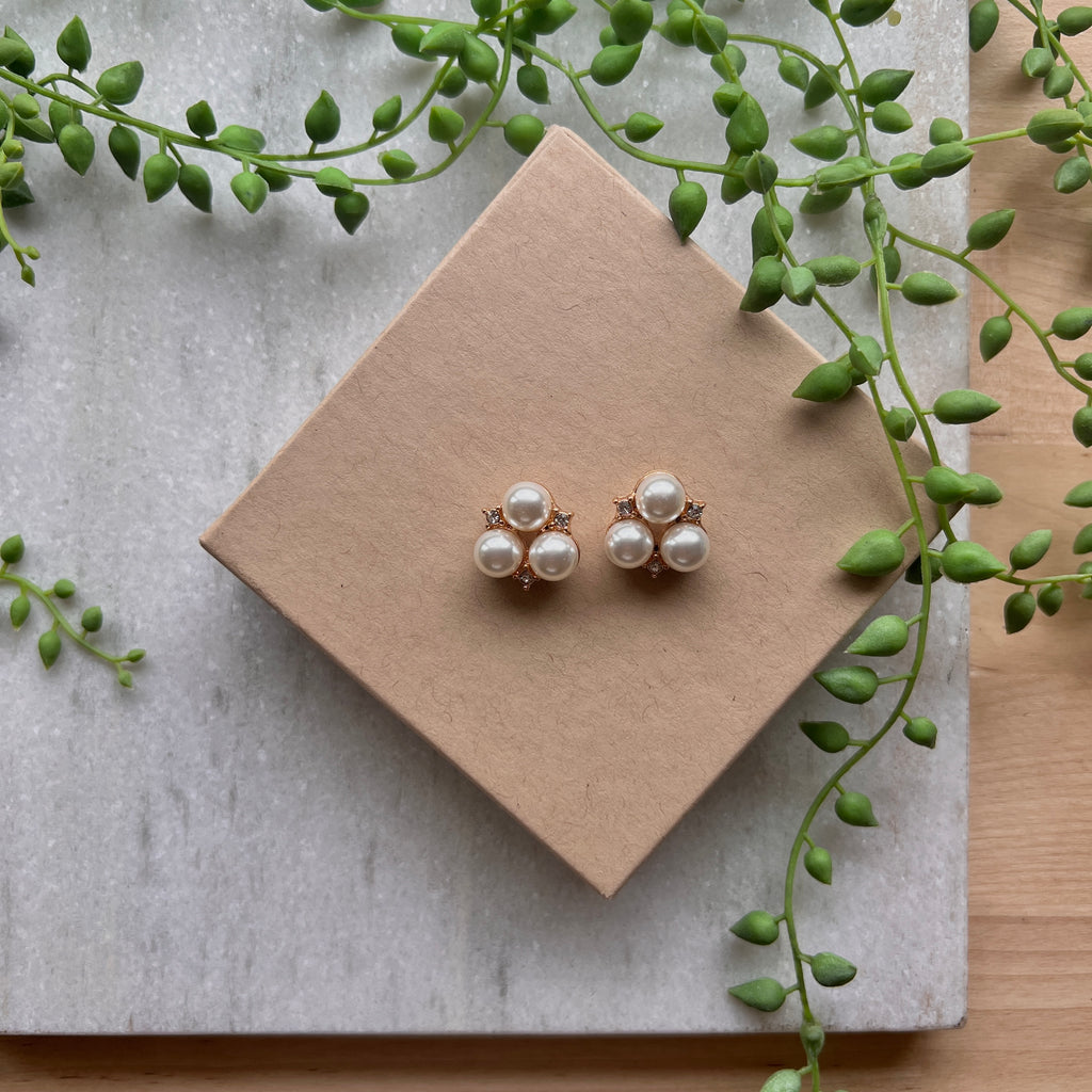 Classic Triple Pearl Studs - Molly + Kate 